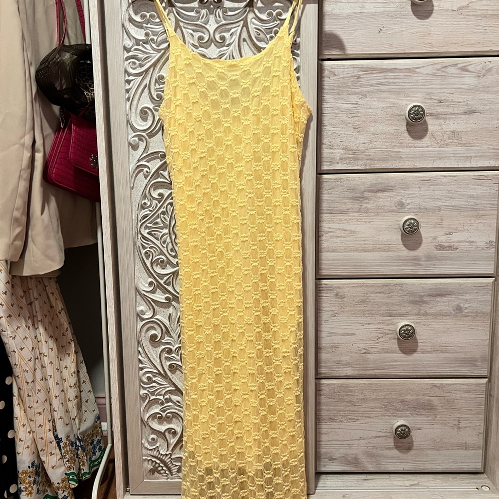 Yellow Floral Embroidered Dress